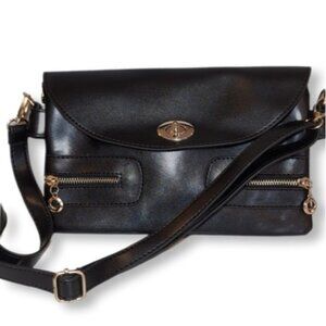 Marco Fabrinni Faux Leather Shoulder Bag Rectangular Adjustable Turn Lock
